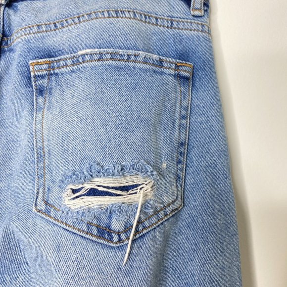Zara Distressed Medium Wash Denim Straight Leg Jeans - Picture 8 of 11